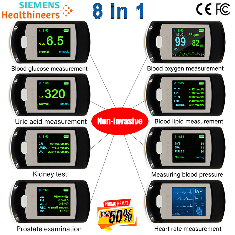 T04 (nivel neinvaziv de zahăr din sânge + oxigen neinvaziv din sânge + acid uric neinvaziv + frecvență cardiacă neinvazivă + tensiune arterială neinvazivă + test cardiopulmonar + test de rinichi + test de prostată + conexiune Bluetooth + conexiune computer)